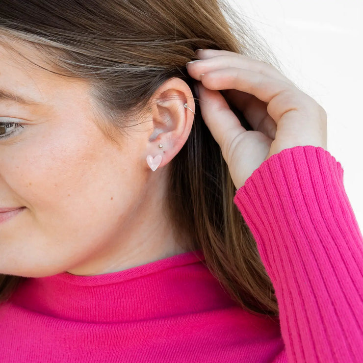 pink heart studs