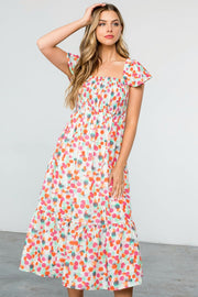 Polka Dot Smocked Maxi Dress