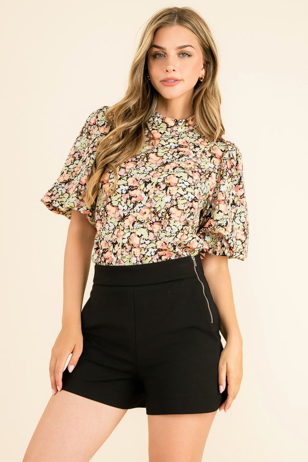 Floral Puff Sleeve Top - XL