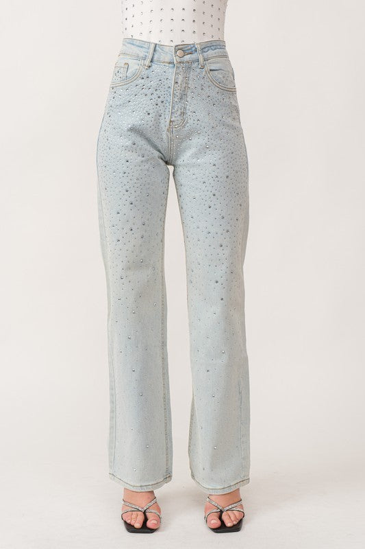 Rhinestone Embellished Jeans