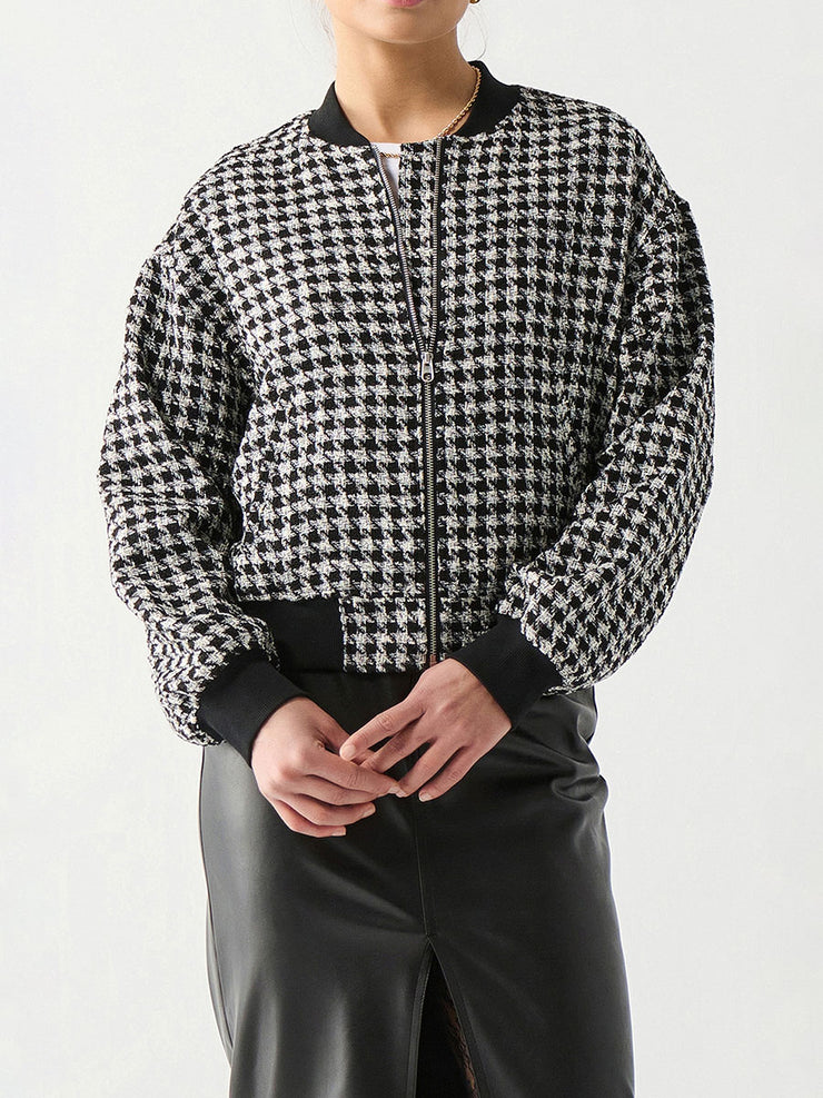 Houndstooth Bomber Jacket - XL