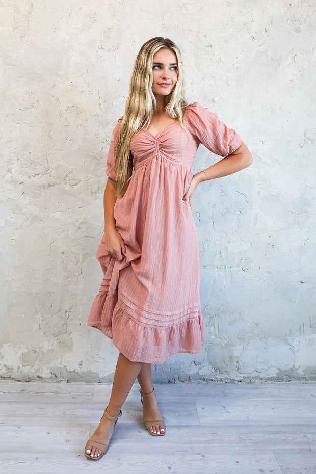 Dusty Pink Midi Dress