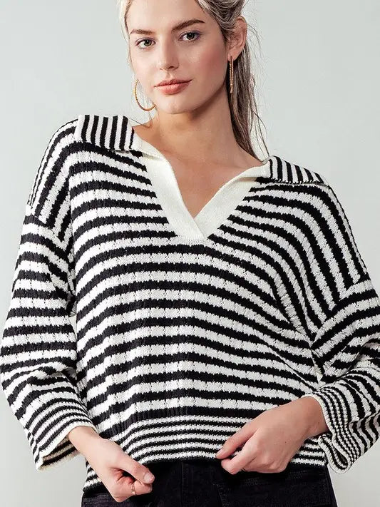 Striped Collared Sweater