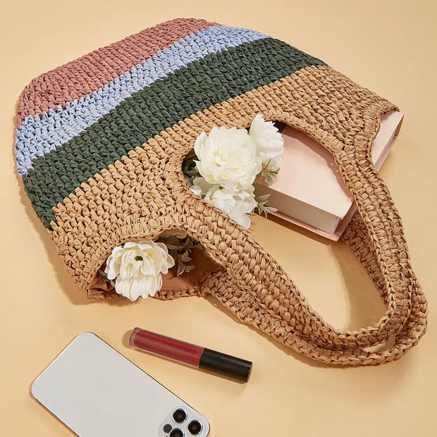 Woven Striped Beach Bag