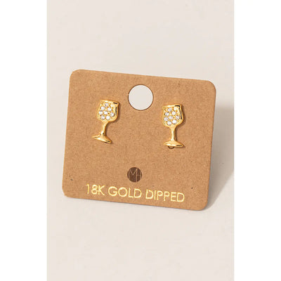 Mini Pave Wine Glass Studs