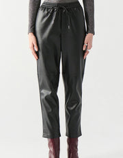 Drawstring Faux Leather Pants