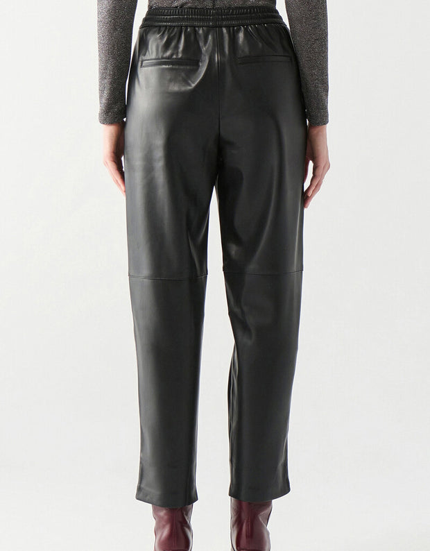 Drawstring Faux Leather Pants