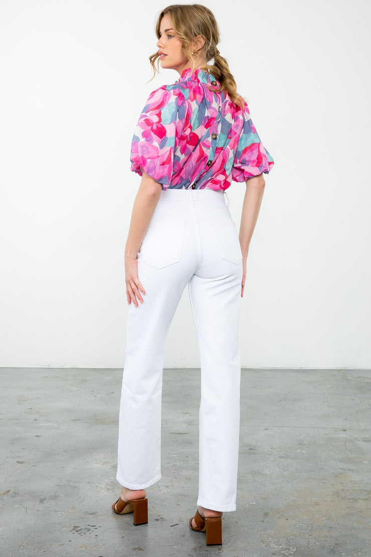 Fuchsia Floral Print Top