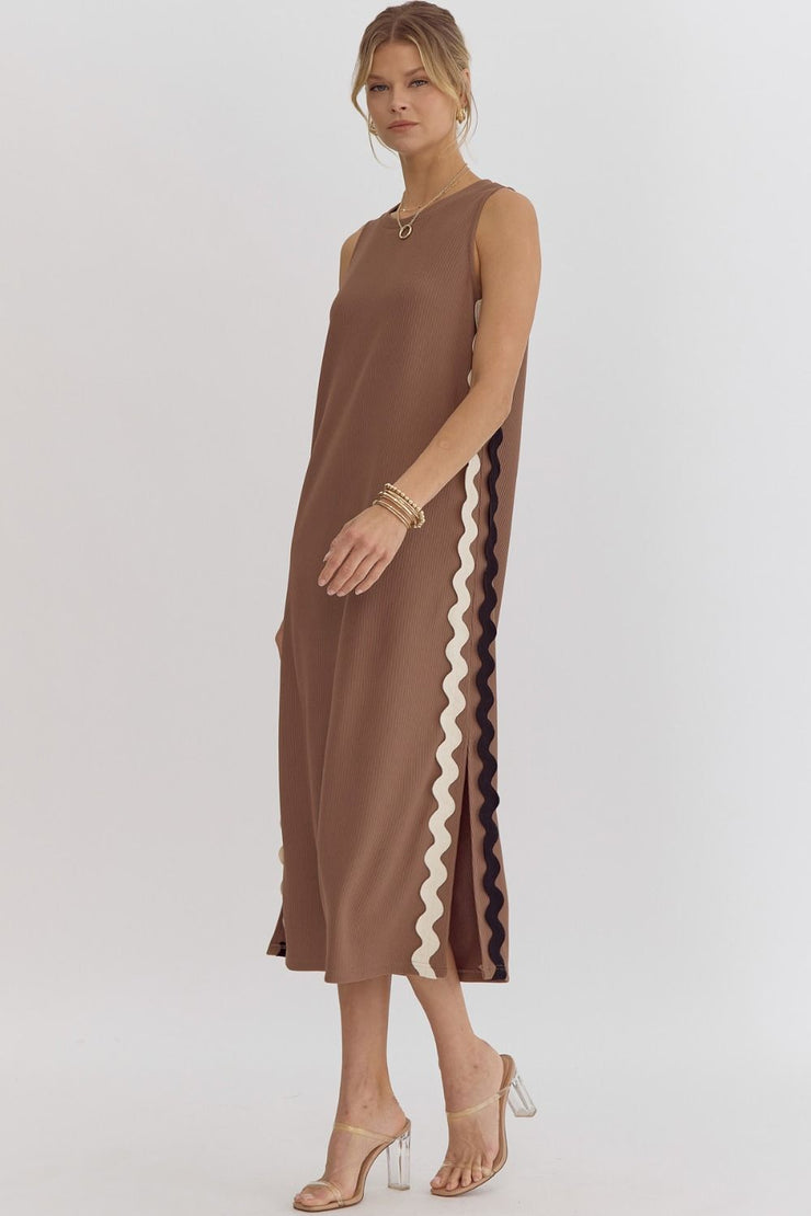 Mocha Ric Rac Side Seam Dress-large