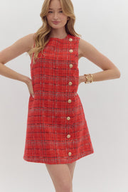 Red Tweed Mini Dress-large