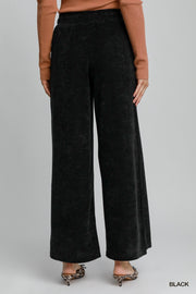 Black Chenille Wide Leg Pants