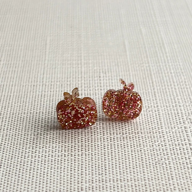 Glitter Pumpkin Studs