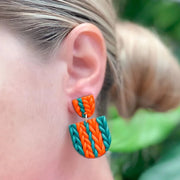 Red and Green Knit Earrings