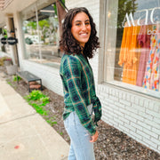 Front Tie Plaid Button Down Shirt
