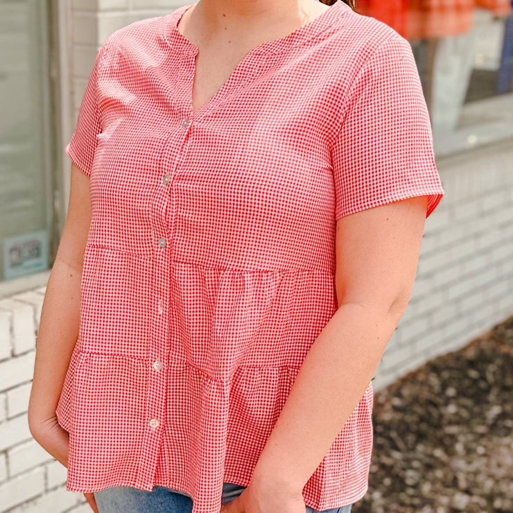 Button Down Gingham Top-large
