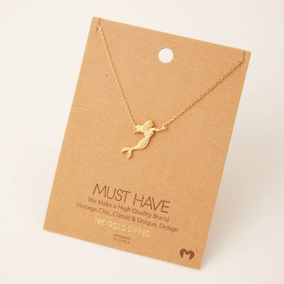 Swimming Mermaid Necklace - Gold