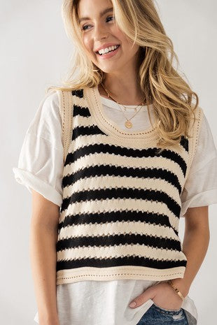 Striped knit sweater vest