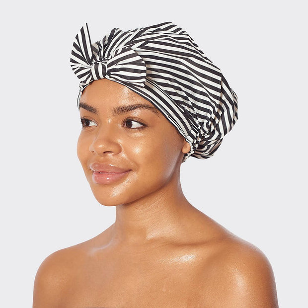 Striped shower cap