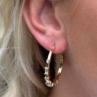 Crystal and Gold Hoops