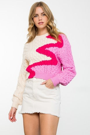 Pink Contrast Sweater