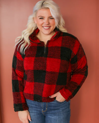 plaid sherpa pullover