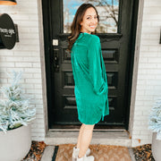 velvet tunic dress - emerald - large